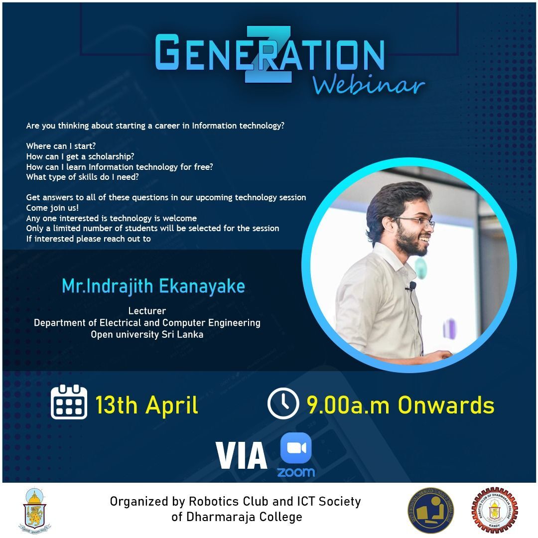 Guest for Generation Z webinar at Dharmaraja College Kandy
